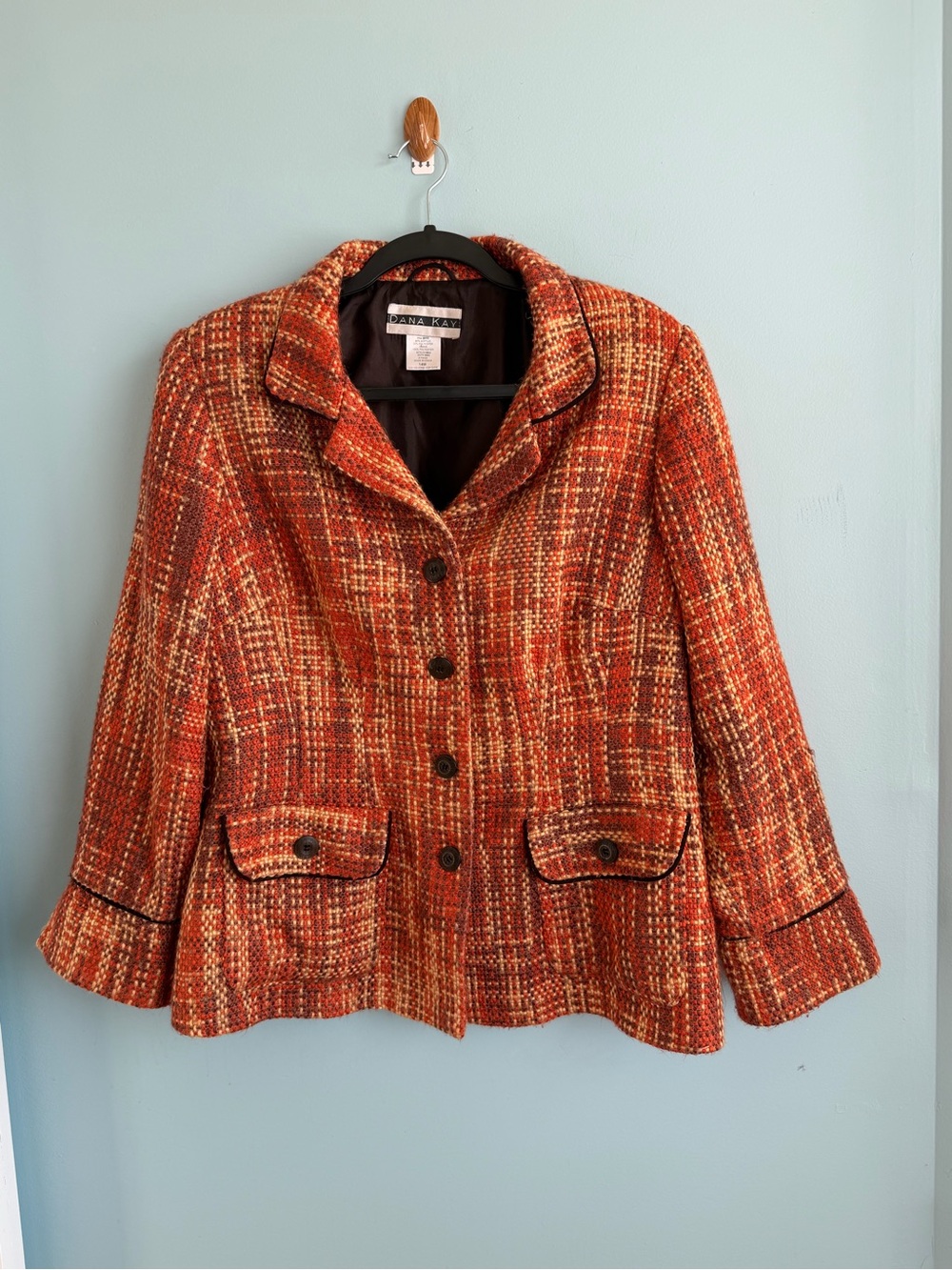 Dana Kay 14W Rust Tweed Blazer Jacket